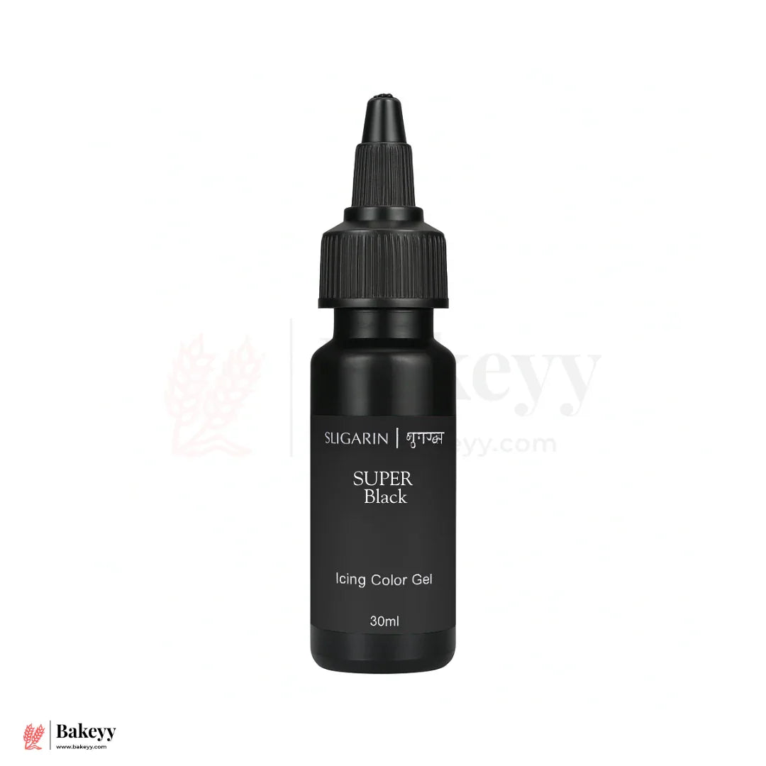 Sugarin Super Black Icing Color Gel – 30ml | Intense Red Gel Color for Cakes, Cupcakes & Desserts