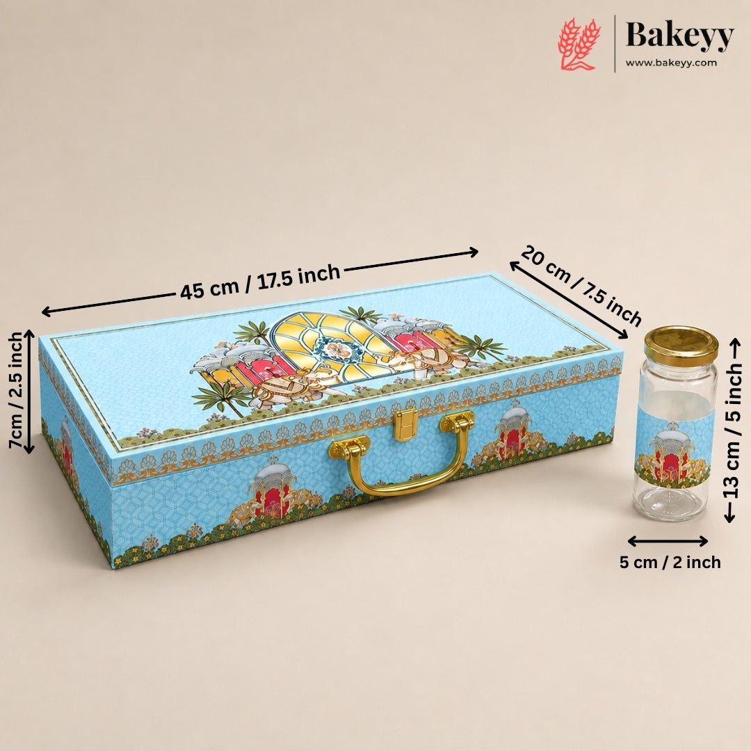 Royal Palace Theme Premium MDF Gift Hamper Box with 6 Glass Jars | Luxury Festive Dry Fruit & Gift Box | Pack of 1