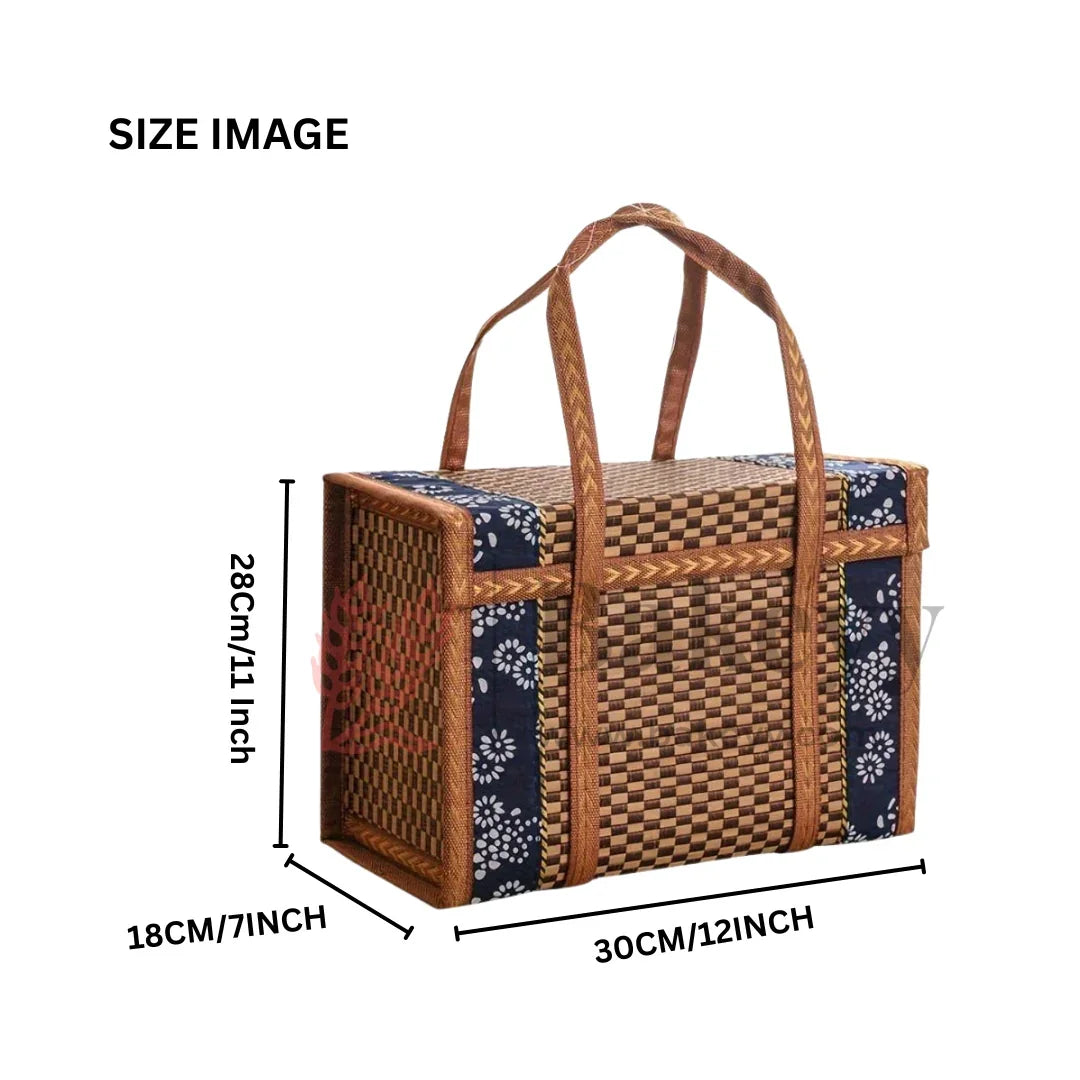 Premium Woven Picnic Basket Box with Handle | Handmade Wicker basket | 1 Piece