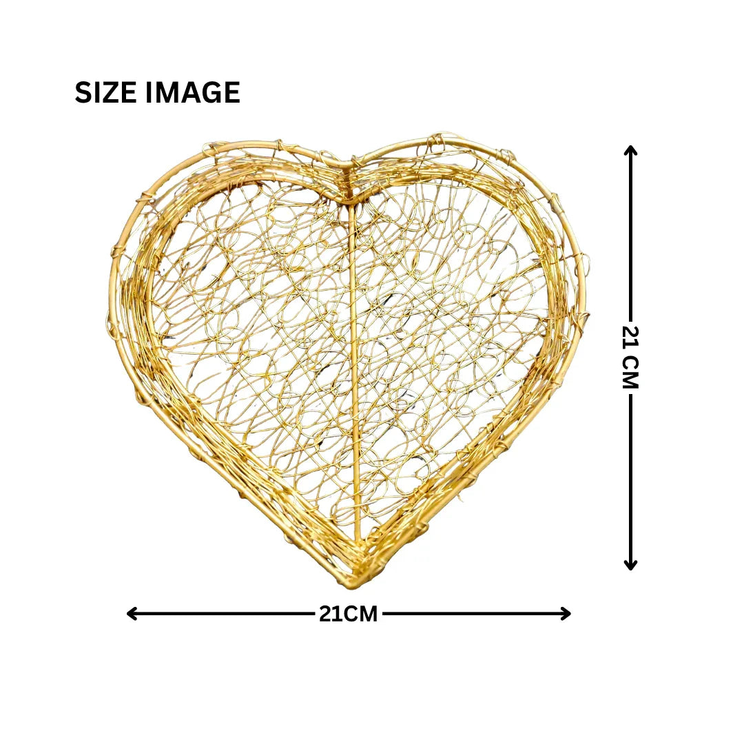 Heart-Shaped Decorative Wire Basket For Gifting – Rustic Gold Finish | Small