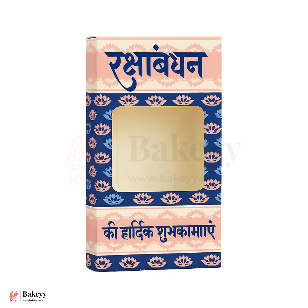 Raksha Bandhan Bar Box with Window and Hindi Greeting (D4) – Pack of 10