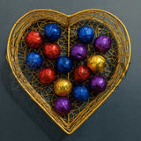 Heart-Shaped Decorative Wire Basket For Gifting – Rustic Gold Finish | Extra Large