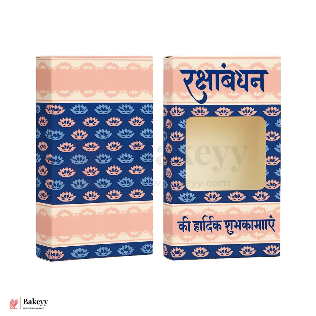 Raksha Bandhan Bar Box with Window and Hindi Greeting (D4) – Pack of 10
