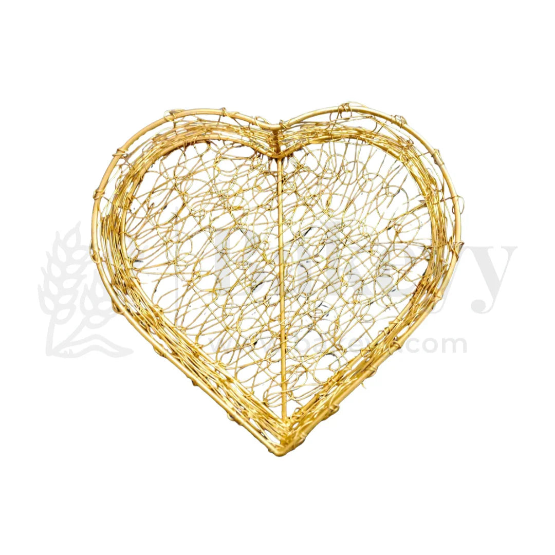 Heart-Shaped Decorative Wire Basket For Gifting – Rustic Gold Finish | Small