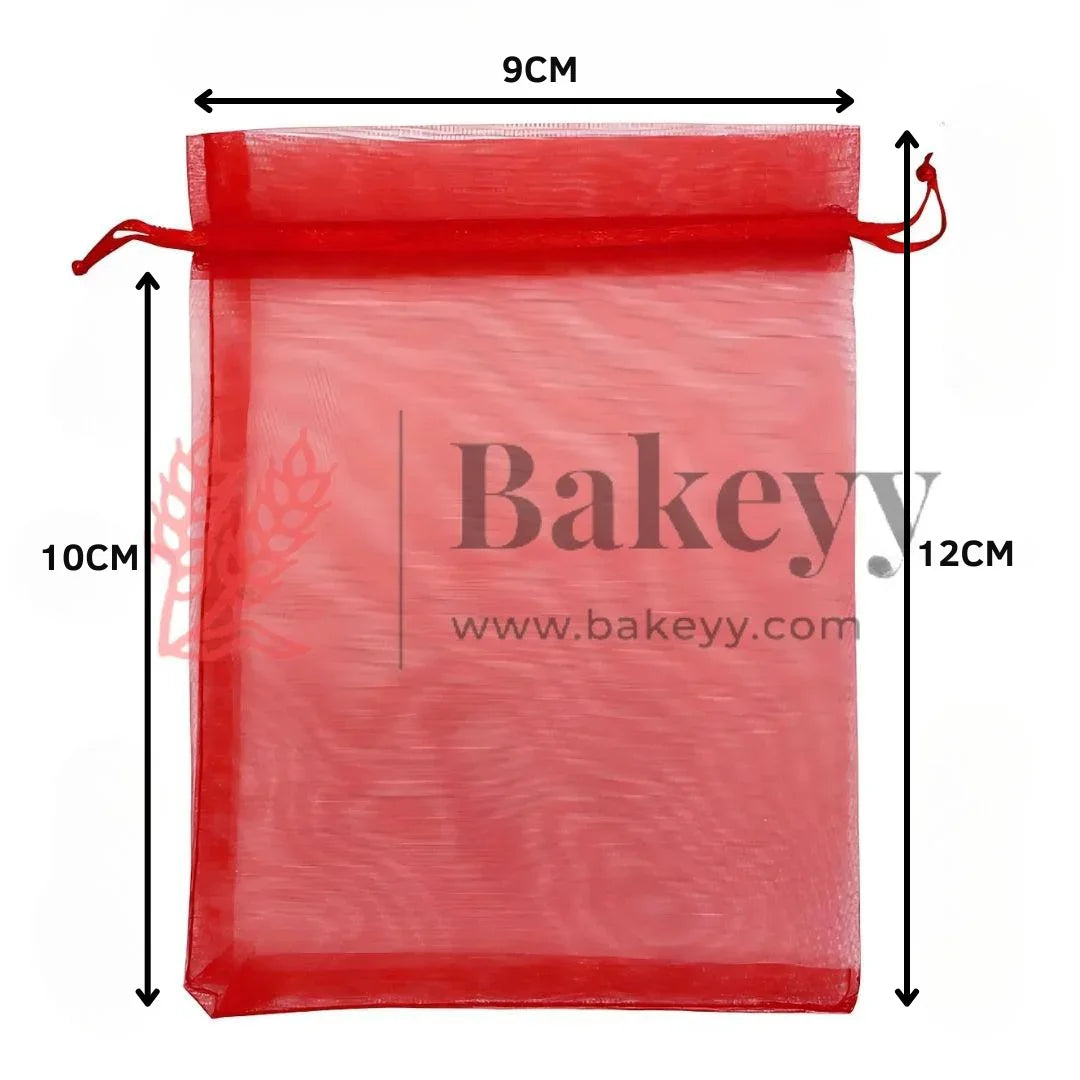 9x12CM | Red Organza Drawstring Bag| Potli Bag for Gifting Chocolates, Jewellery | Perfect for Small Items | Pack of 99