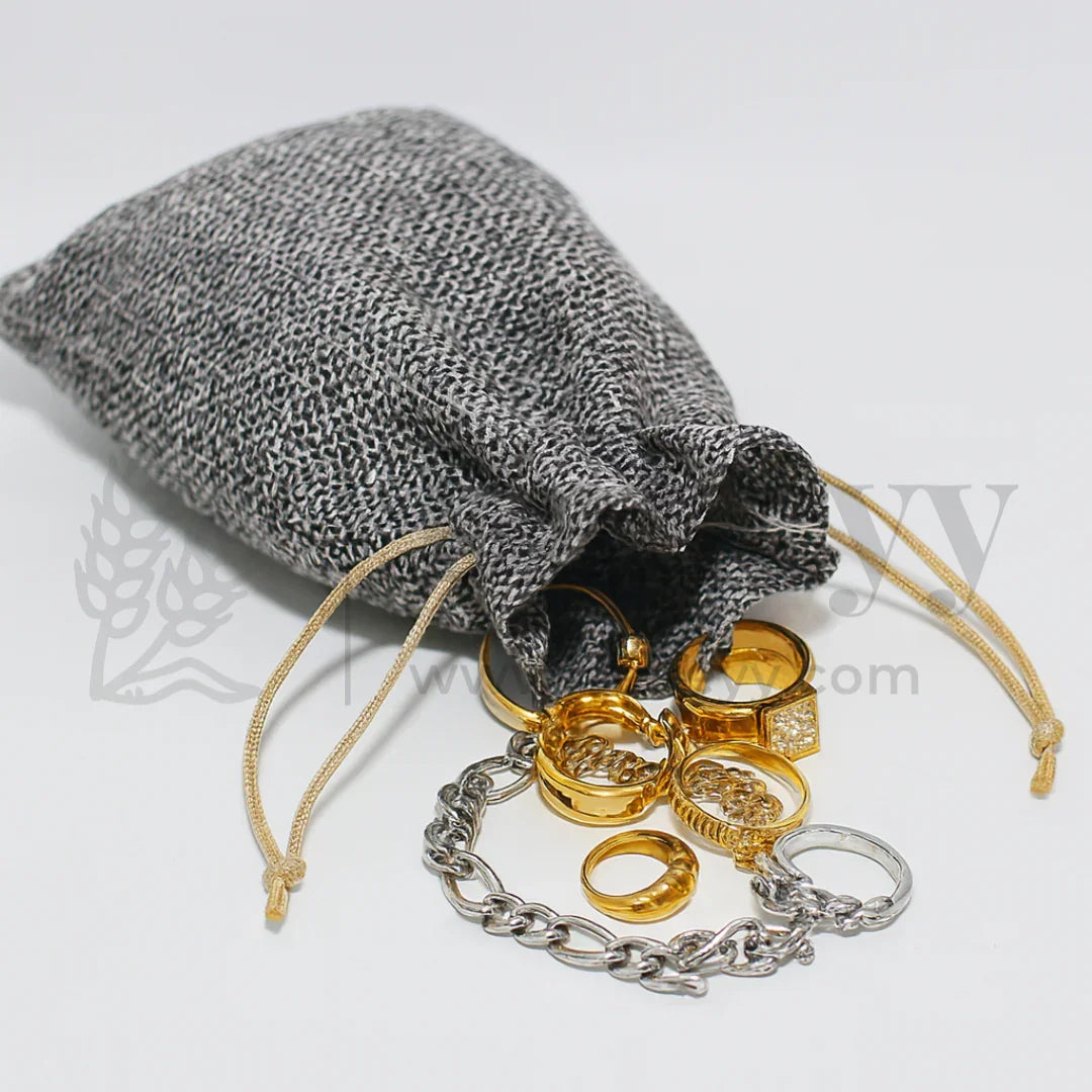 10x14 CM | Jute Potli Bags Grey Colour Drawstring Gift Bags for Return Gifts - Pack of 10