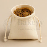 22x31 CM | Jute Potli Bags Cream Colour Drawstring Gift Bags for Return Gifts - Pack of 10