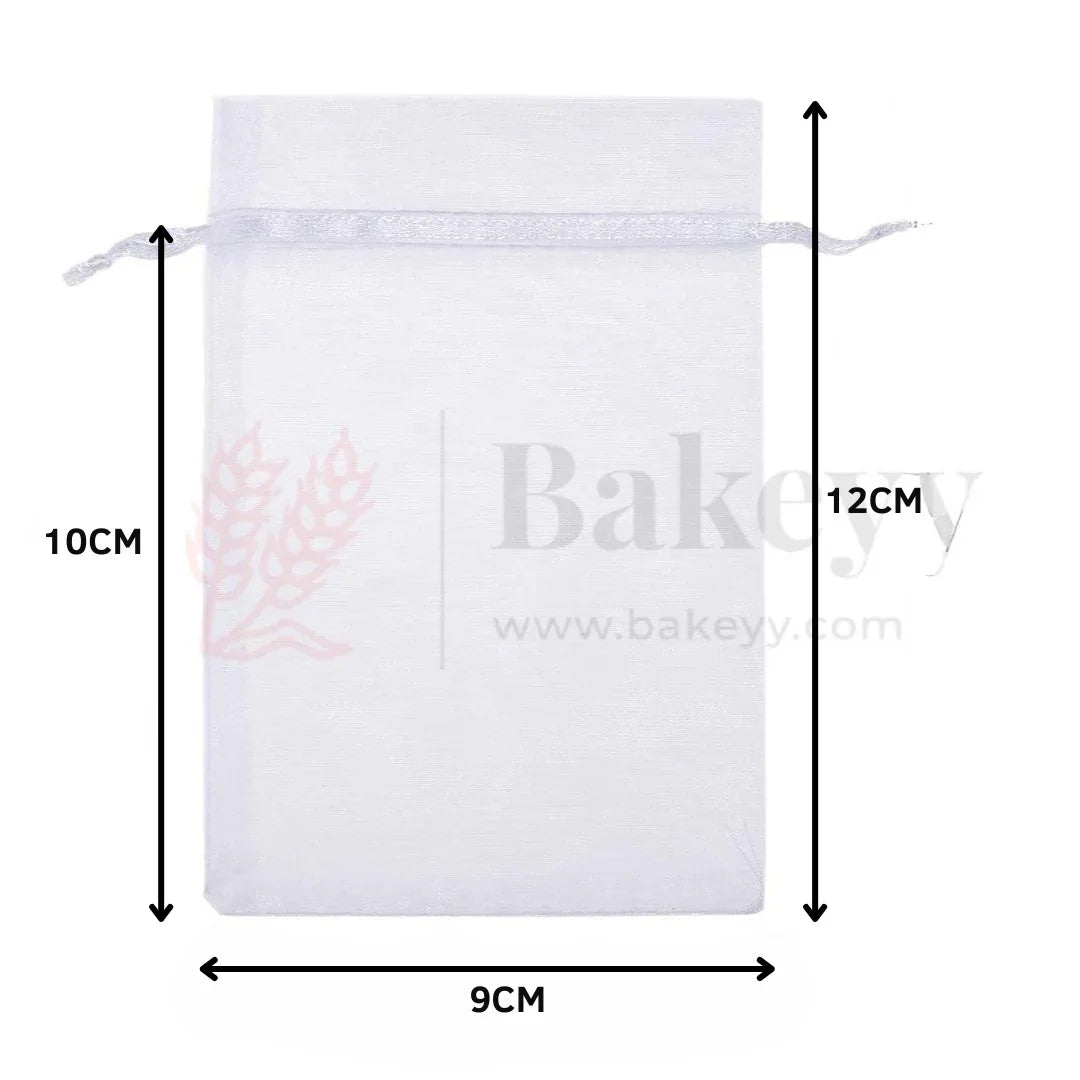 9x12cm | White Organza Drawstring Bag | Potli Bag for Gifting Chocolates, Jewellery | Perfect for Small Items | Pack of 99
