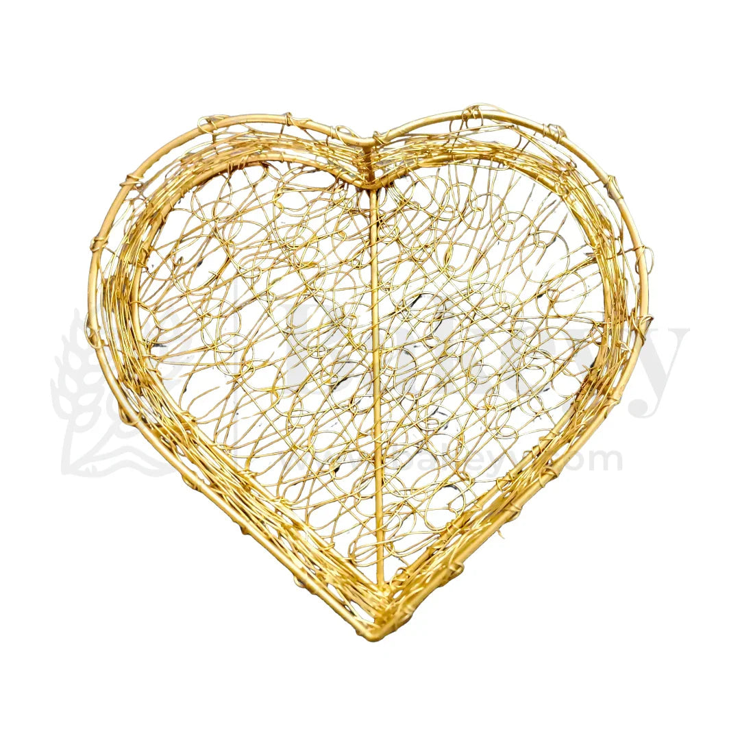 Heart-Shaped Decorative Wire Basket For Gifting – Rustic Gold Finish | Large