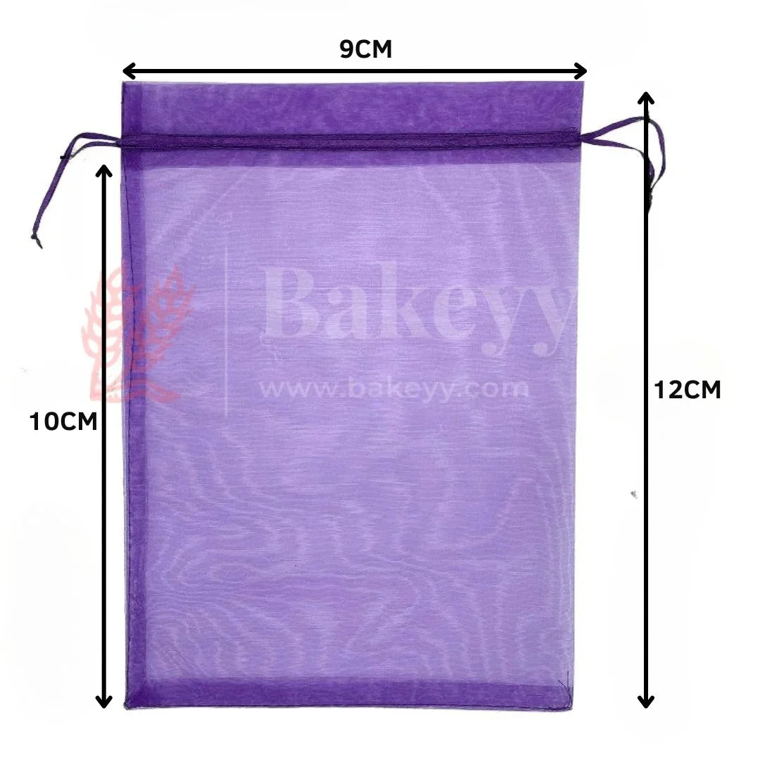 9x12CM | Purple Organza Drawstring Bag | Potli Bag for Gifting Chocolates, Jewellery | Perfect for Small Items | Pack of 99
