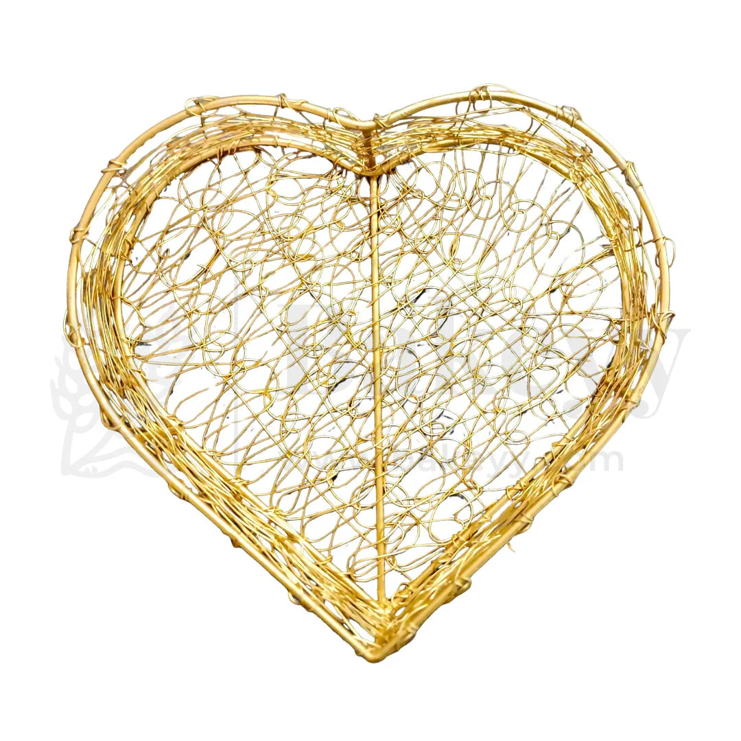 Heart-Shaped Decorative Wire Basket For Gifting – Rustic Gold Finish | Extra Large