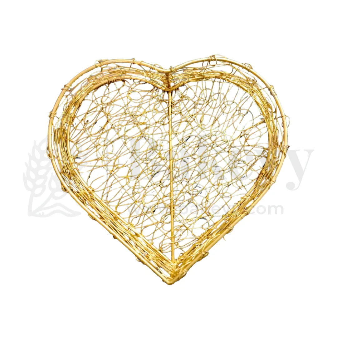 Heart-Shaped Decorative Wire Basket For Gifting – Rustic Gold Finish | Medium