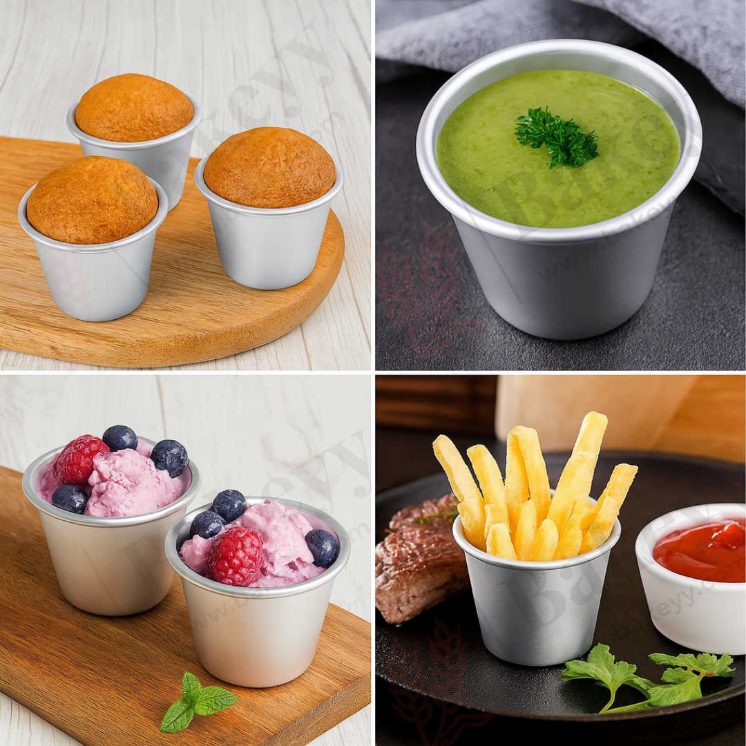 4x4x5 CM Aluminium Glass Mould – Multi-Purpose Mould for Baking, Steaming & Freezing - 1pcs