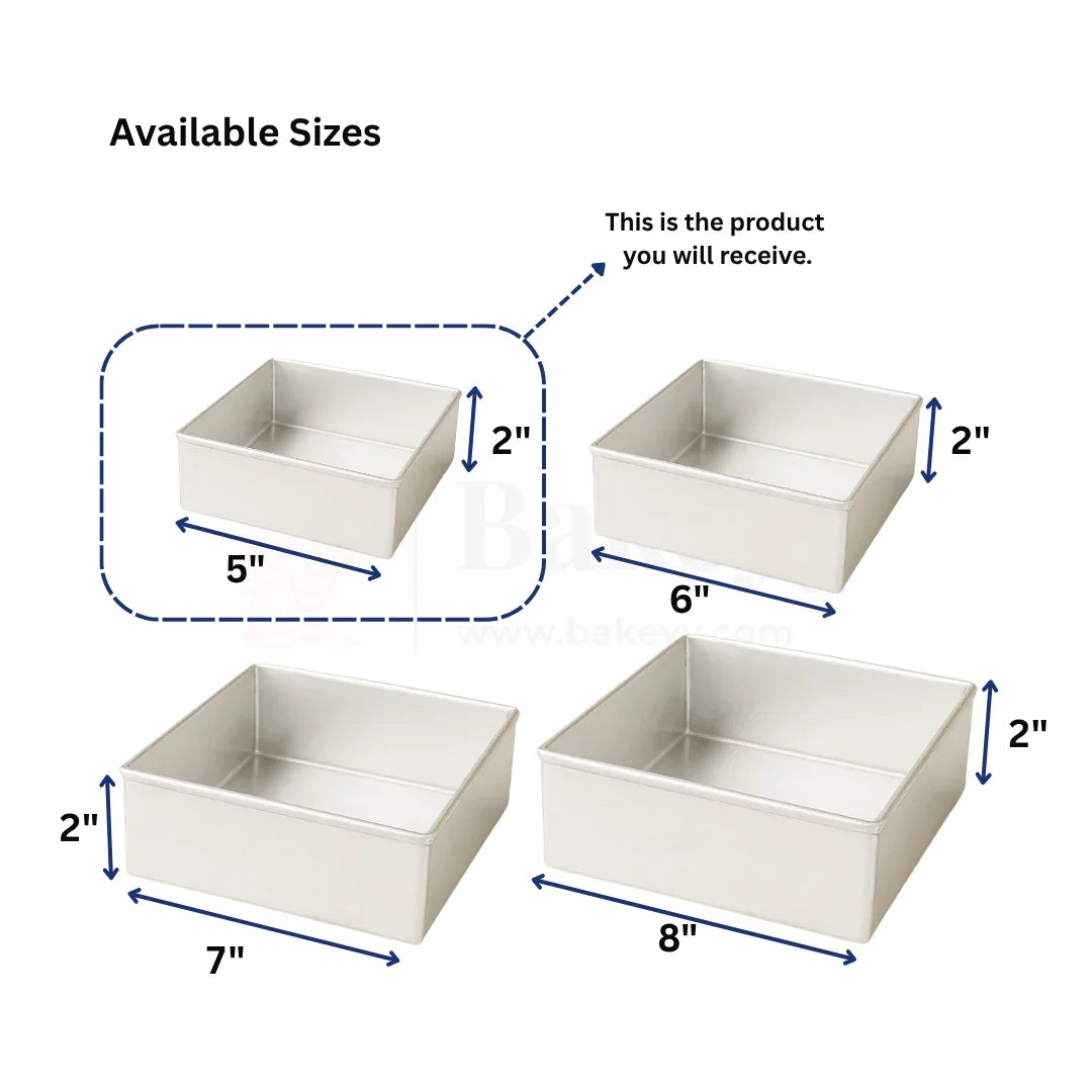 5x2" Square Aluminium Cake Mould