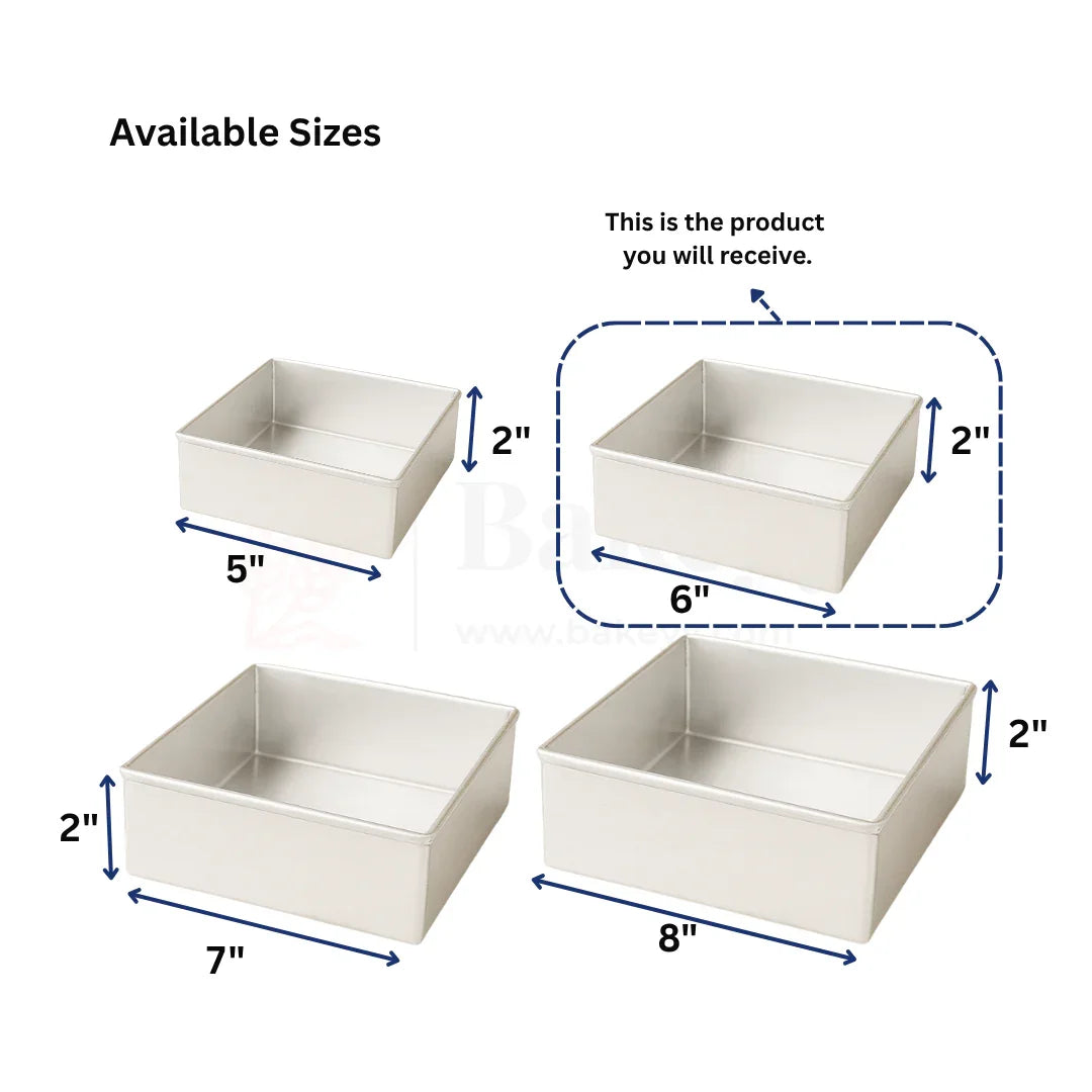 6x2" Square Aluminium Cake Mould
