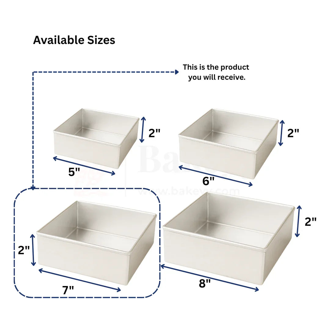 7x2" Square Aluminium Cake Mould