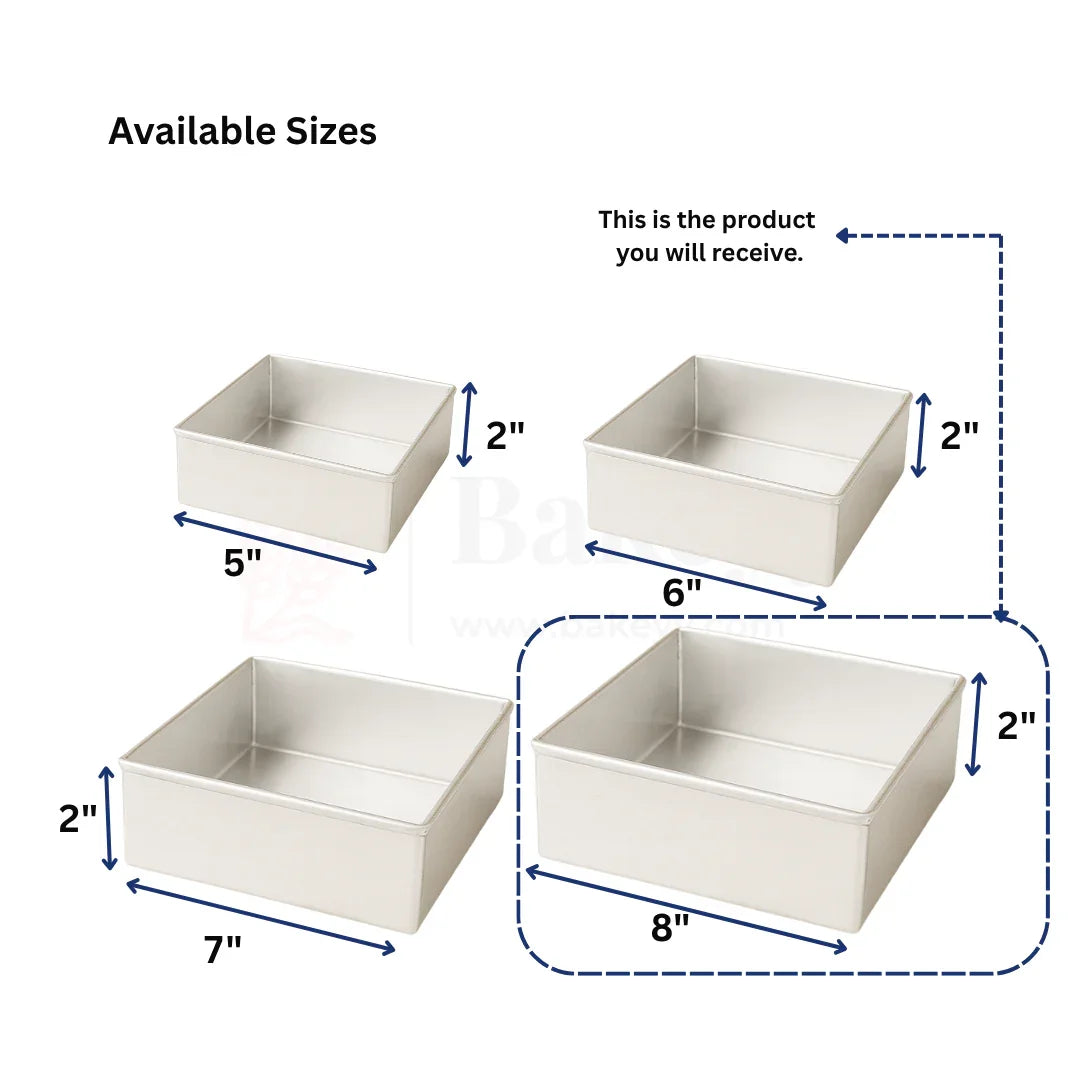 8x2" Square Aluminium Cake Mould