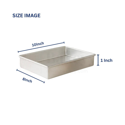 Rectangular Aluminium Brownie Tray | 1 Piece - Bakeyy.com - India - Rectangular Aluminium Brownie Tray | 1 Piece - 8 x 10 x 1 Inch 250.00