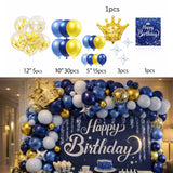 Royal Blue & Gold Birthday Balloon Arch Decoration Kit | Crown Theme | Party Backdrop Set | Pack of 1
