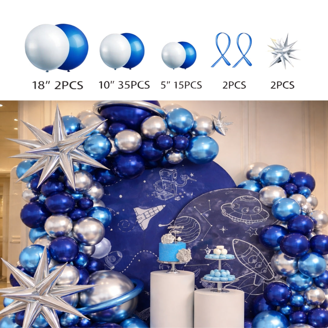 Royal Blue & Gold Birthday Balloon Arch Decoration Kit | Happy Birthday Theme Set | Party Decor Set | Pack of 1