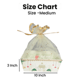 Royal Peacock-Themed Gifting Hamper | Ivory with Golden Net Cover - Pack of 10 - Bakeyy.com - India - Royal Peacock-Themed Gifting Hamper | Ivory with Golden Net Cover - Pack of 10 - Pack of 10 / Small - 8 inches