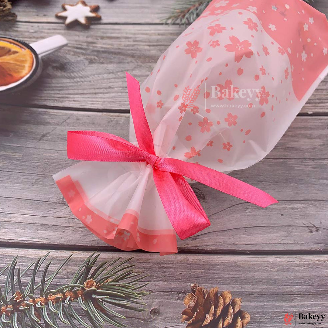 23.5x15cm Red Flower Plastic Stand Up Treat Favor Bags Gift Wrapper Bags for Candy Cookie Chocolate | Pack of 50 | - Bakeyy.com - India - 23.5x15cm Red Flower Plastic Stand Up Treat Favor Bags Gift Wrapper Bags for Candy Cookie Chocolate | Pack of 50 | - Default Title