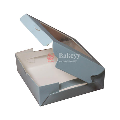 4 Brownie Box Blue Color | With Window - Bakeyy.com - India - 4 Brownie Box Blue Color | With Window - Pack Of 10