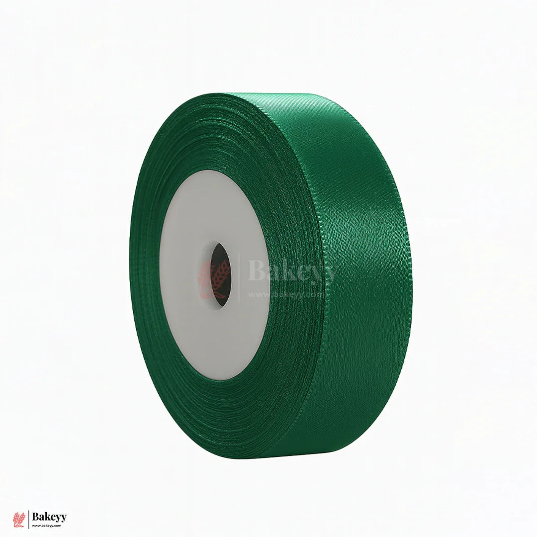 1 inch |18 Mtr Green Satin Ribbon Roll – High-Quality Decorative Ribbon for Gift Wrapping & Crafts| 1 Roll