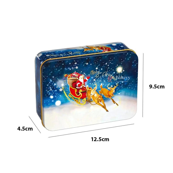 Blue with Reindeer | Elegant Christmas Decorative Tin Box | Gift Box | Chocolate Box | Cookie Box | Luxury Box | Pack of 6 | - Bakeyy.com - India - Blue with Reindeer | Elegant Christmas Decorative Tin Box | Gift Box | Chocolate Box | Cookie Box | Luxury Box | Pack of 6 | - Default Title