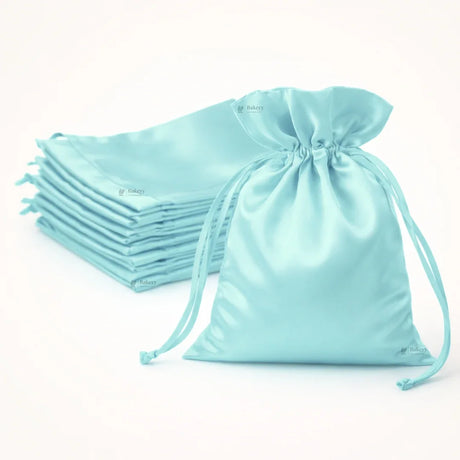 Satin Drawstring Potli Bags | Pastel Blue Color | 3 Size Options | Pack of 25