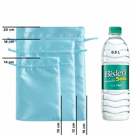 Satin Drawstring Potli Bags | Aqua Color | 3 Size Options | Pack of 25