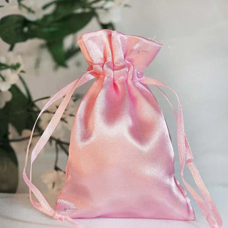 Satin Drawstring Potli Bags | Light Pink Color | 3 Size Options | Pack of 25