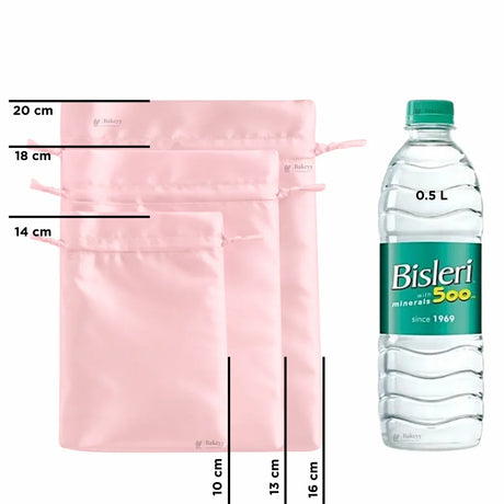 Satin Drawstring Potli Bags | Light Pink Color | 3 Size Options | Pack of 25