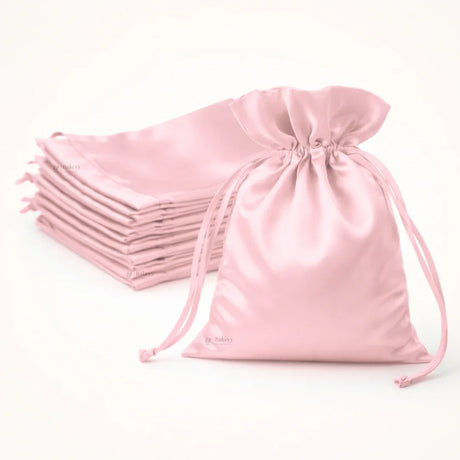 Satin Drawstring Potli Bags | Light Pink Color | 3 Size Options | Pack of 25