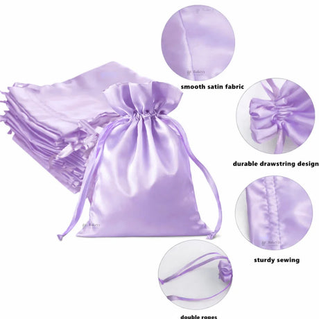 Satin Drawstring Potli Bags | Lavendef Color | 3 Size Options | Pack of 25