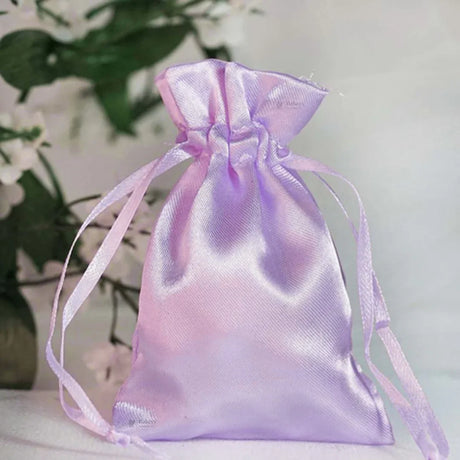 Satin Drawstring Potli Bags | Lavendef Color | 3 Size Options | Pack of 25