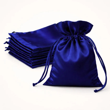 Satin Drawstring Potli Bags | Dark Blue Color | 3 Size Options | Pack of 25