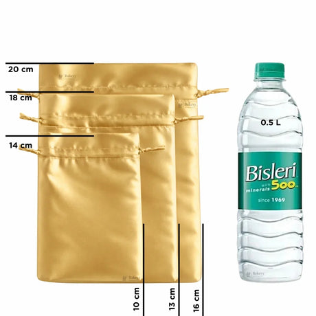 Satin Drawstring Potli Bags | Gold Color | 3 Size Options | Pack of 25