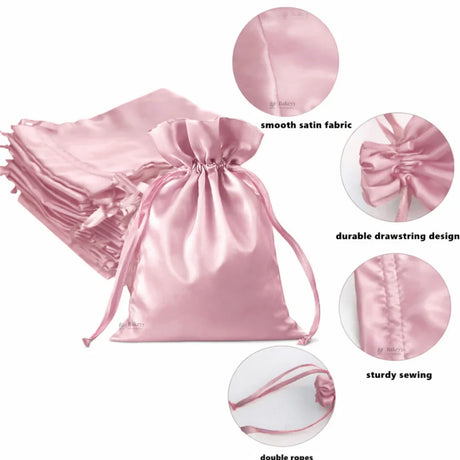Satin Drawstring Potli Bags | Onion Pink Color | 3 Size Options | Pack of 25