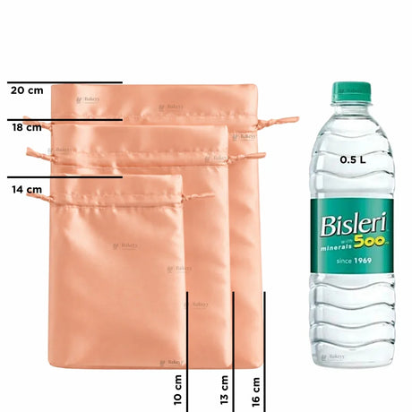 Satin Drawstring Potli Bags | Peach Color | 3 Size Options | Pack of 25