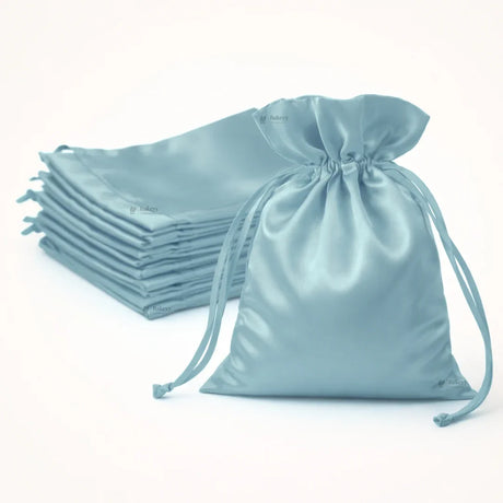 Satin Drawstring Potli Bags | Powder Blue Color | 3 Size Options | Pack of 25
