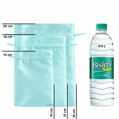Satin Drawstring Potli Bags | Pastel Blue Color | 3 Size Options | Pack of 25