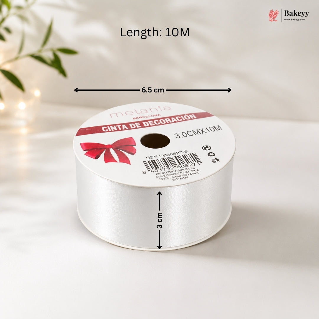 Spool of ribbon with dimensions labeled on a light background