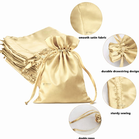 Satin Drawstring Potli Bags | Cream Color Color | 3 Size Options | Pack of 25