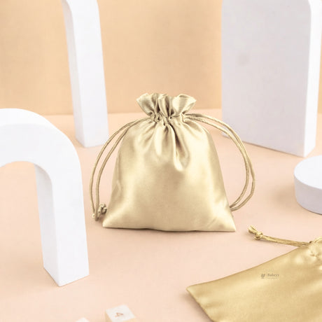 Satin Drawstring Potli Bags | Cream Color Color | 3 Size Options | Pack of 25