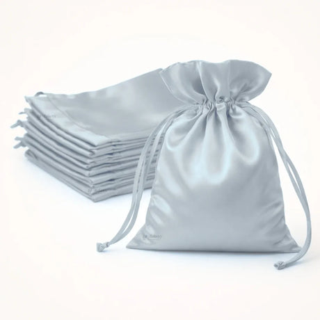 Satin Drawstring Potli Bags | Grey Color | 3 Size Options | Pack of 25