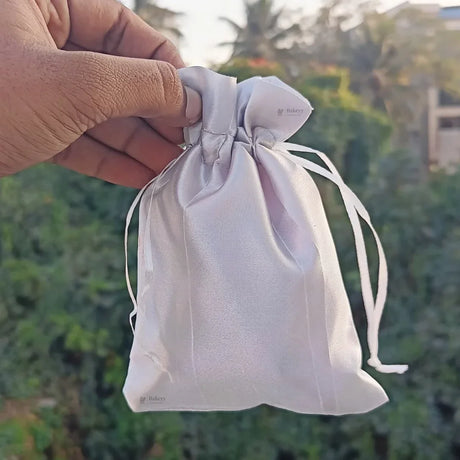 Satin Drawstring Potli Bags | Grey Color | 3 Size Options | Pack of 25