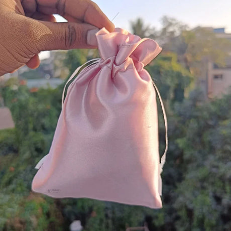 Satin Drawstring Potli Bags | Onion Pink Color | 3 Size Options | Pack of 25