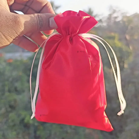 Satin Drawstring Potli Bags | Red Color | 3 Size Options | Pack of 25