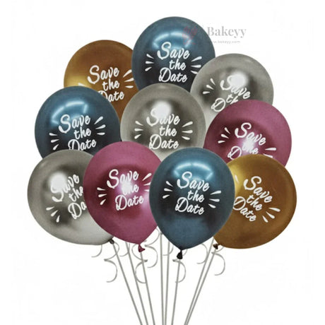 Save The Date Printed Balloons Set | Pieces 10 | Engagement & Wedding Decor Balloons | Pack of 1